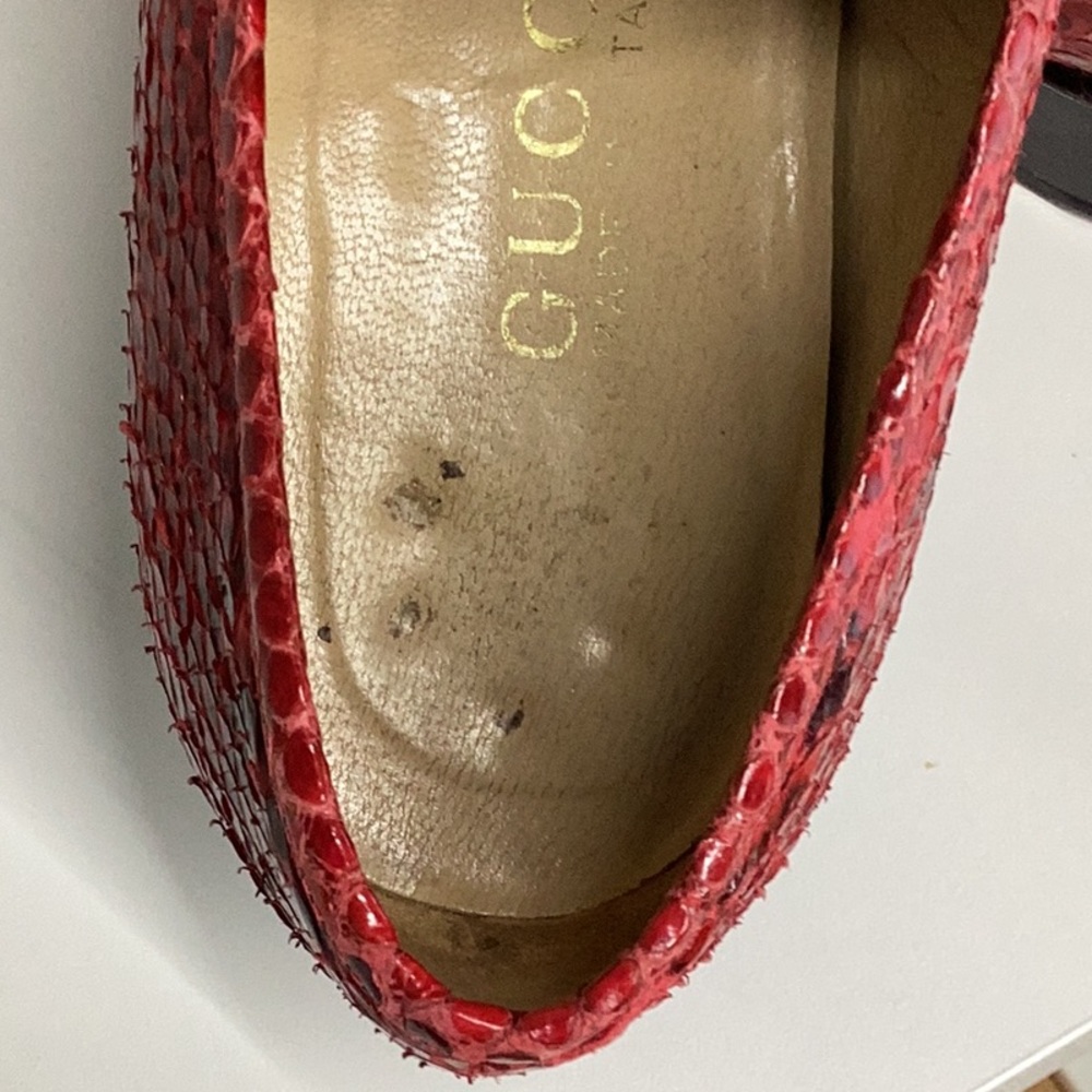 Women’s Gucci Vintage Red Python Leather Horsebit… - image 7